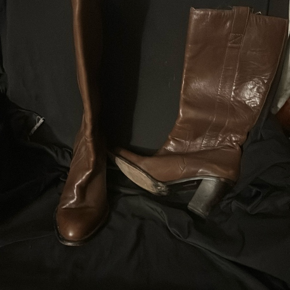Brown heeled boots